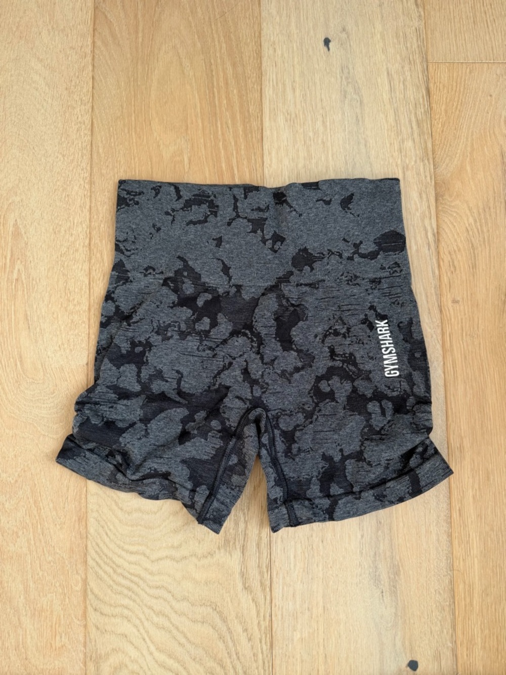 Gymshark Dark Gray & Black Camo High-Waist Shorts
